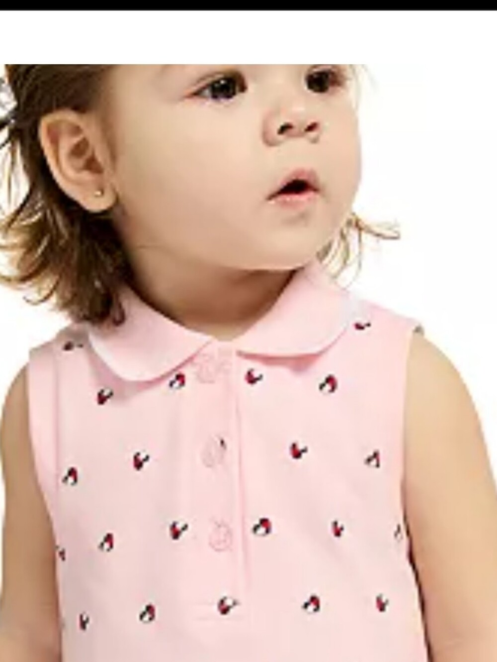 Tommy Hilfiger Pink Sleeveless Polo with Logo As Tiny Heart Print